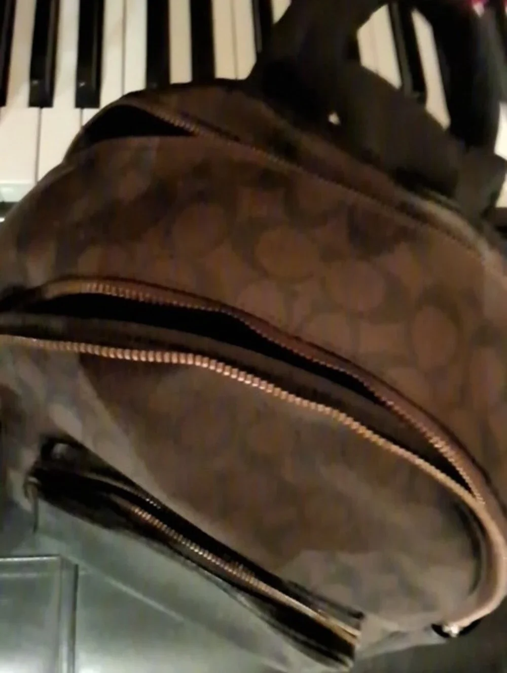 Coach Signature Canvas Backpack in Brown and Black